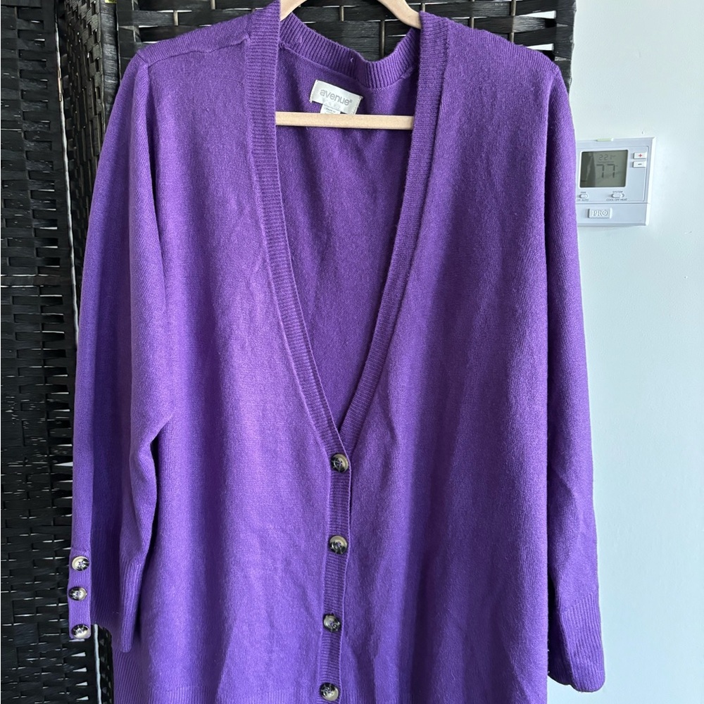 Avenue Deep Purple Button-Up Cardigan
